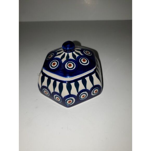 A Boleslawcu Polish Hand Made Ceramic Pottery Trinket Dish Home Decor Signed - Picture 3 of 9